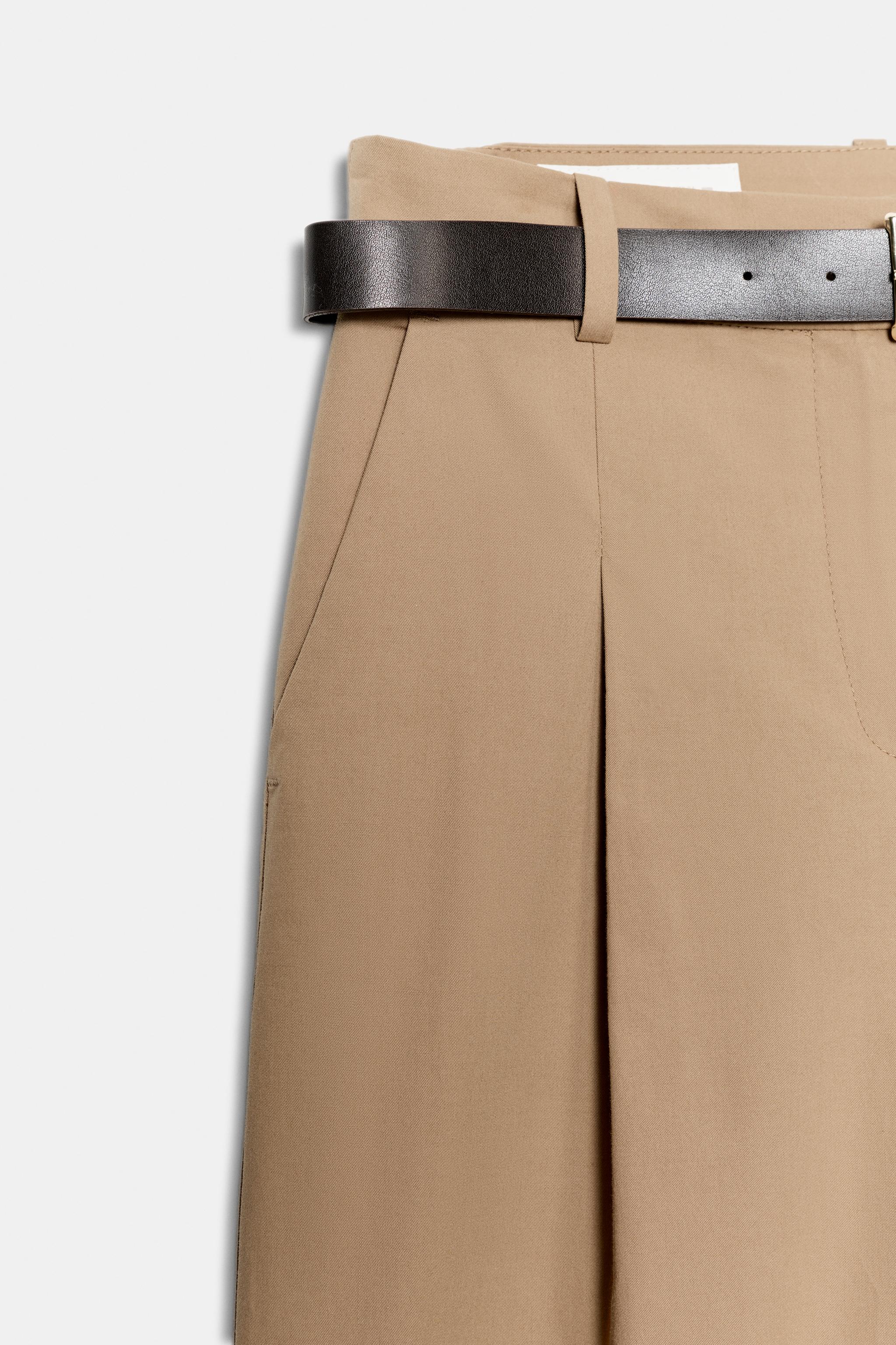 WIDE LEG BELTED PANTS